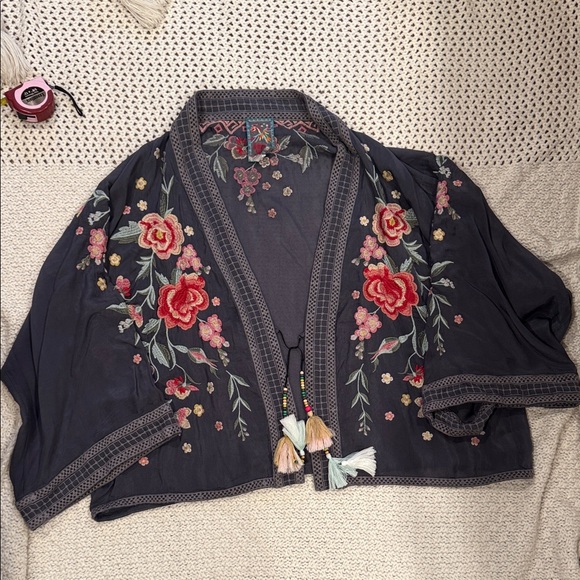 Johnny Was Womens Large  Multicolor Embroidered Kimono - Picture 3 of 9
